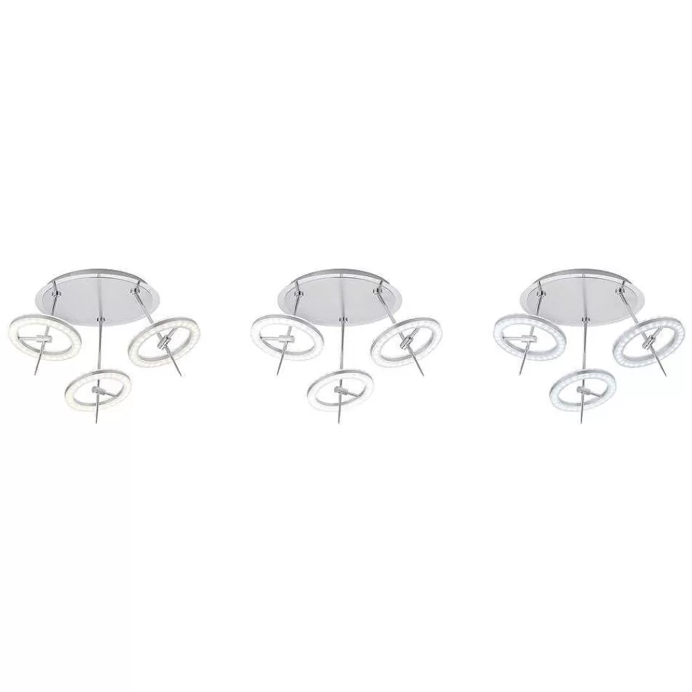 Paul Neuhaus Q-Serie Plafonnier Paul Neuhaus Q-Amy Led Acier Inoxydable, 6 Lumieres, Telecommandes