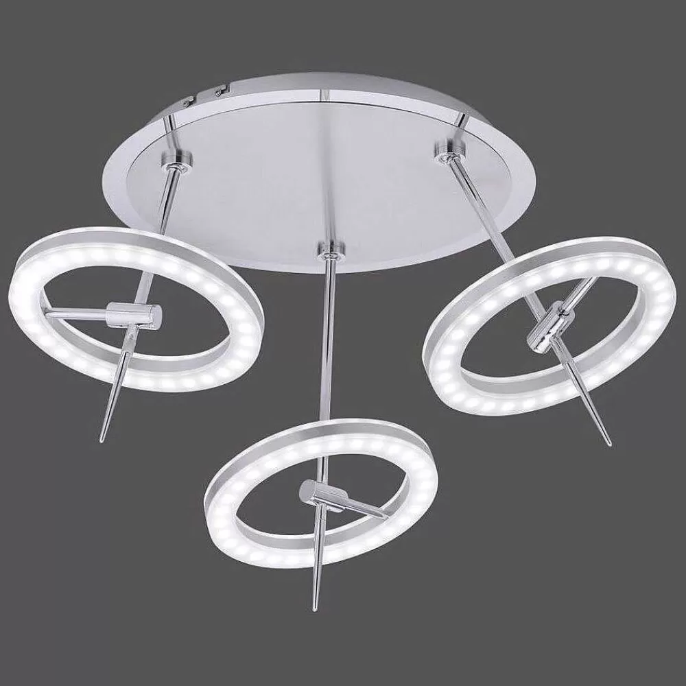 Paul Neuhaus Q-Serie Plafonnier Paul Neuhaus Q-Amy Led Acier Inoxydable, 6 Lumieres, Telecommandes