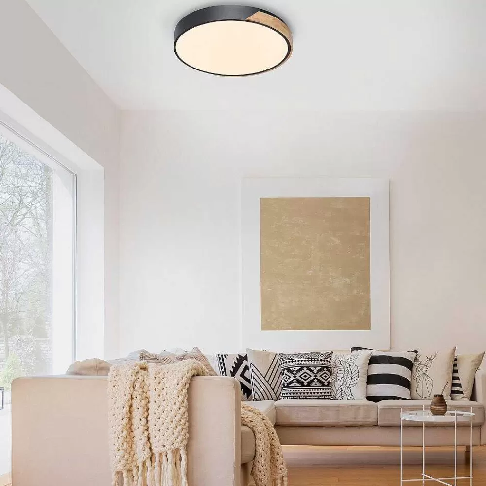 Paul Neuhaus Q-Serie Plafonnier Paul Neuhaus Q-Bila Led Ecru, Noir, 1 Lumiere, Telecommandes