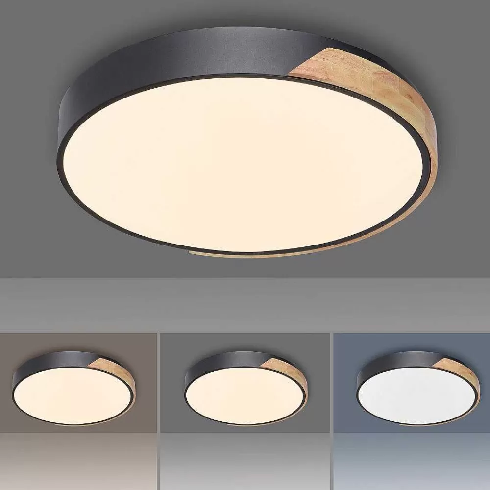Paul Neuhaus Q-Serie Plafonnier Paul Neuhaus Q-Bila Led Ecru, Noir, 1 Lumiere, Telecommandes