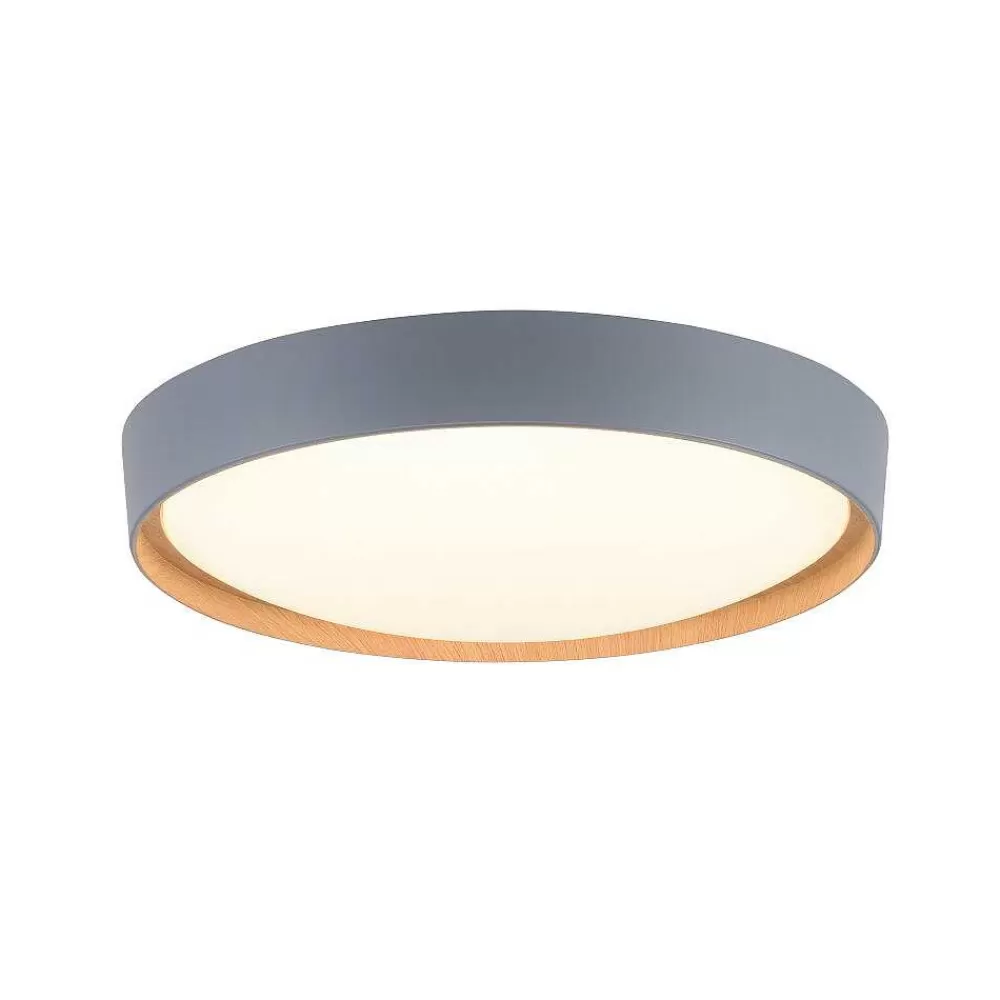 Paul Neuhaus Q-Serie Plafonnier Paul Neuhaus Q-Emilia Led Gris, Couleur Bois, 1 Lumiere, Telecommandes