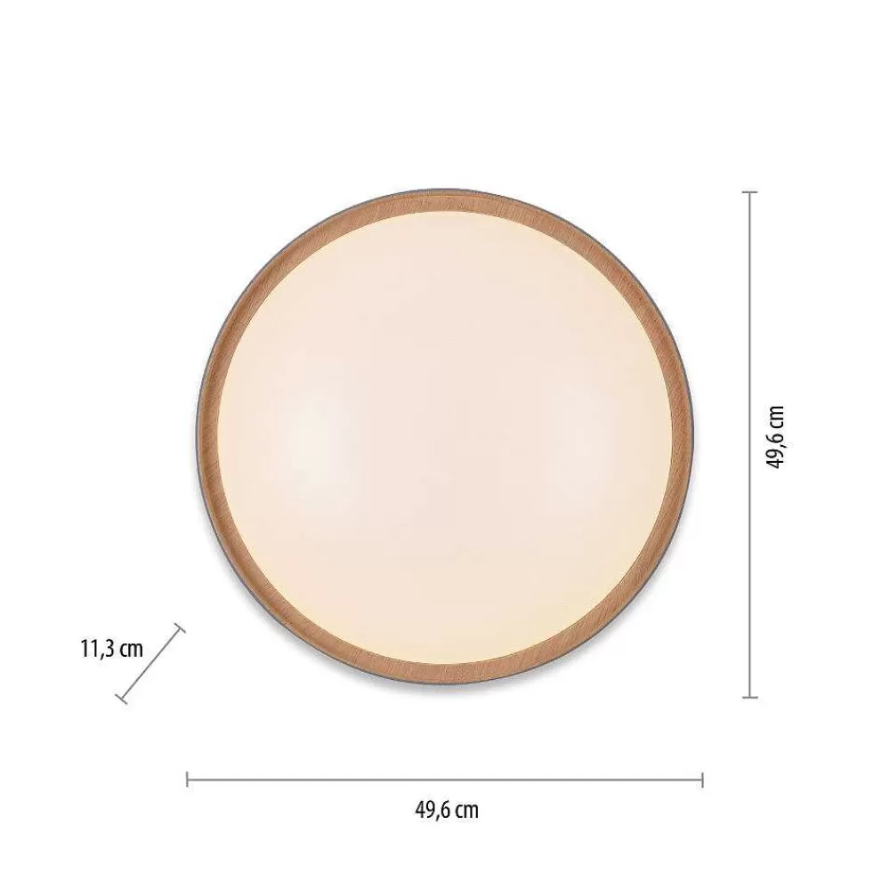 Paul Neuhaus Q-Serie Plafonnier Paul Neuhaus Q-Emilia Led Gris, Couleur Bois, 1 Lumiere, Telecommandes