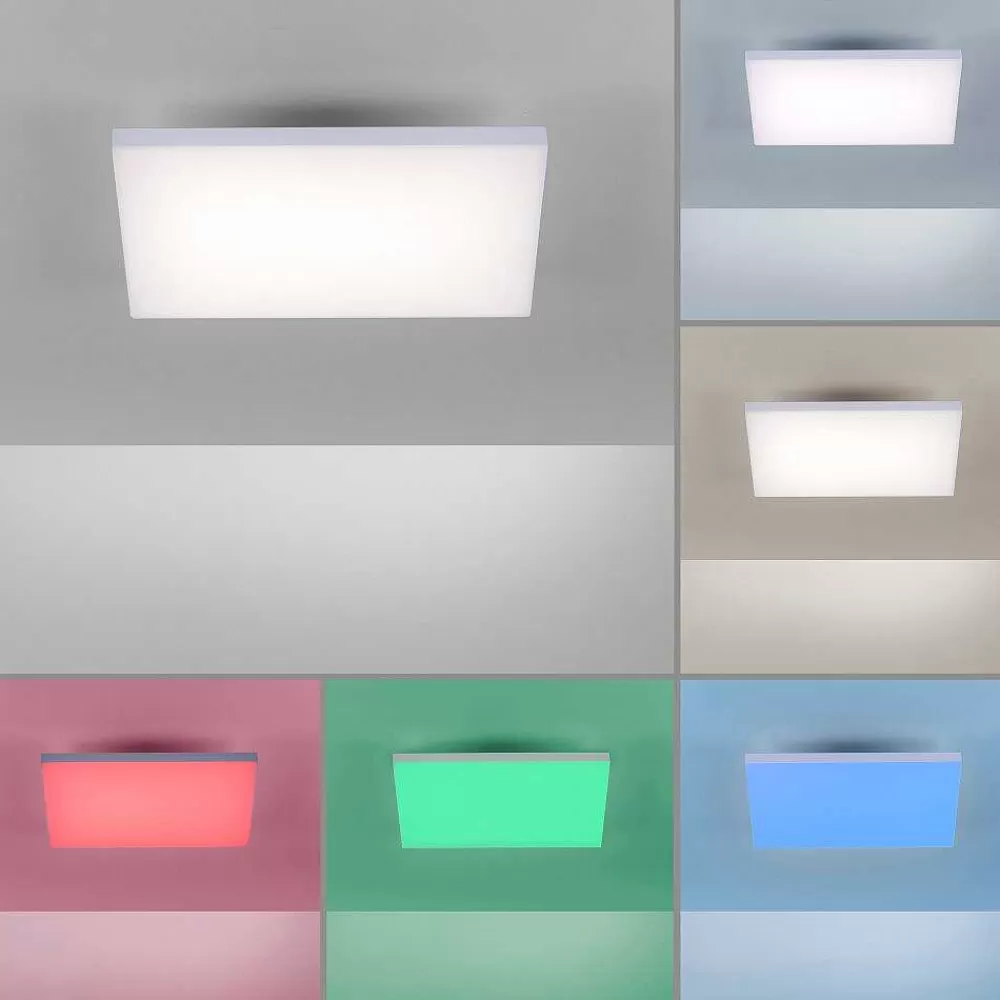 Paul Neuhaus Q-Serie Plafonnier Paul Neuhaus Q-Flag Led Blanc, 1 Lumiere, Telecommandes, Changeur De Couleurs