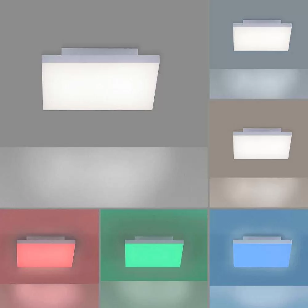 Paul Neuhaus Q-Serie Plafonnier Paul Neuhaus Q-Flag Led Blanc, 1 Lumiere, Telecommandes, Changeur De Couleurs