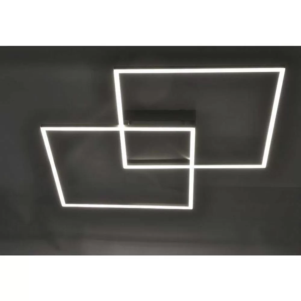 Paul Neuhaus Q-Serie Plafonnier Paul Neuhaus Q-Inigo Led Acier Inoxydable, 2 Lumieres, Telecommandes