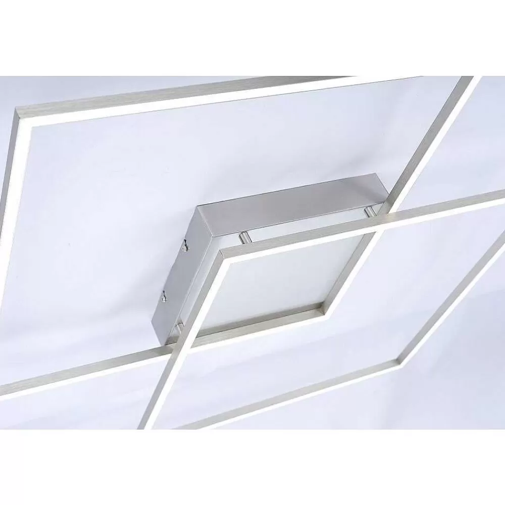 Paul Neuhaus Q-Serie Plafonnier Paul Neuhaus Q-Inigo Led Acier Inoxydable, 2 Lumieres, Telecommandes