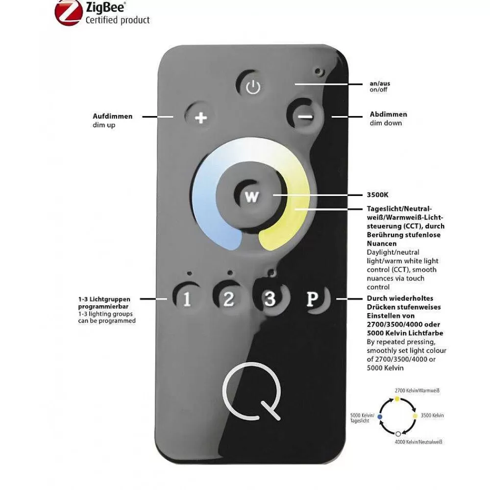 Paul Neuhaus Q-Serie Plafonnier Paul Neuhaus Q-Inigo Led Acier Inoxydable, 2 Lumieres, Telecommandes