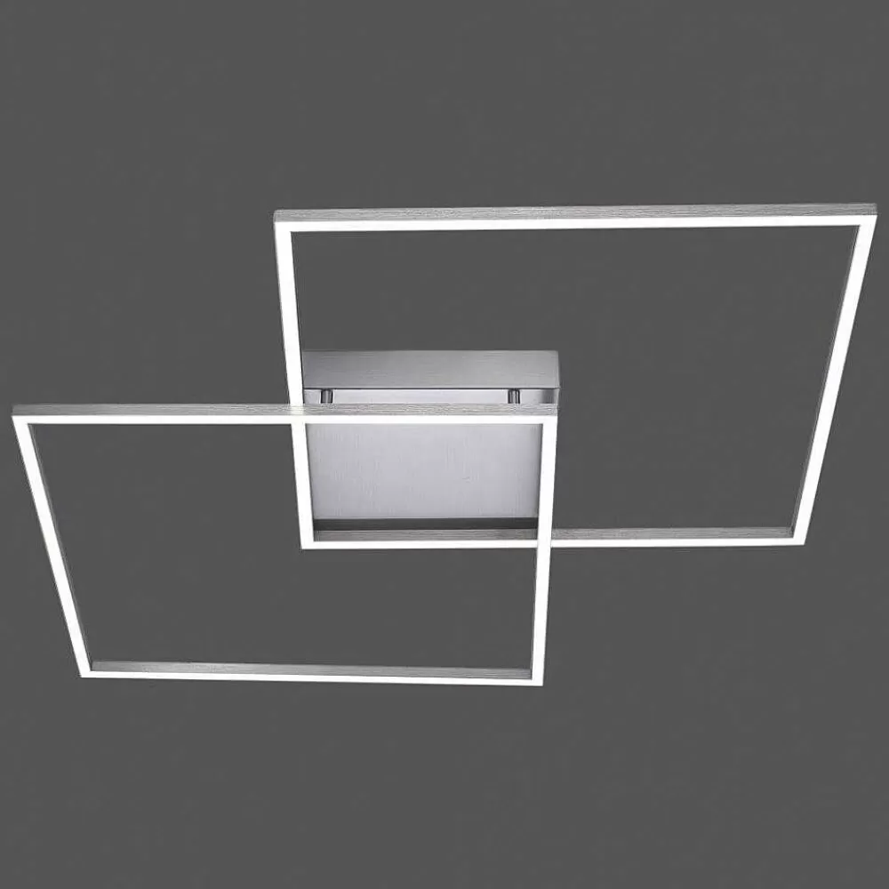Paul Neuhaus Q-Serie Plafonnier Paul Neuhaus Q-Inigo Led Acier Inoxydable, 2 Lumieres, Telecommandes