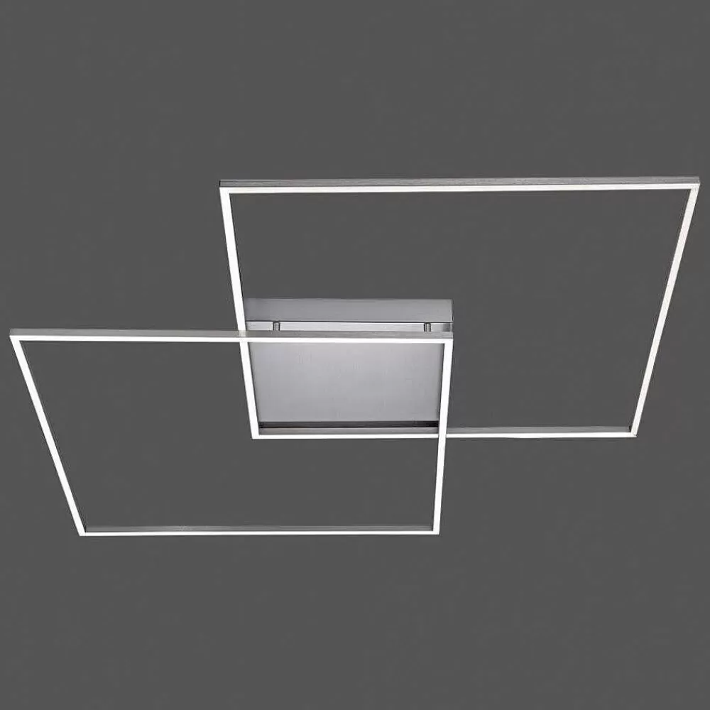 Paul Neuhaus Q-Serie Plafonnier Paul Neuhaus Q-Inigo Led Acier Inoxydable, 2 Lumieres, Telecommandes