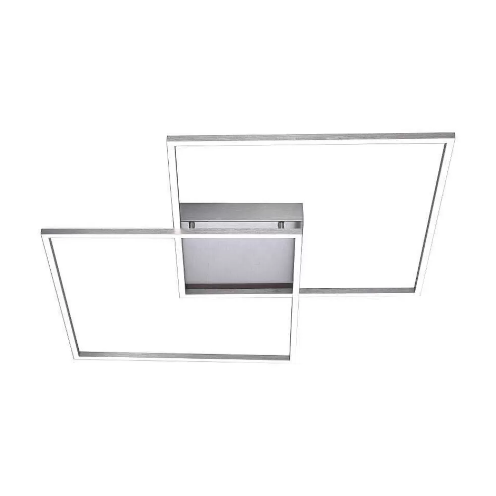 Paul Neuhaus Q-Serie Plafonnier Paul Neuhaus Q-Inigo Led Acier Inoxydable, 2 Lumieres, Telecommandes