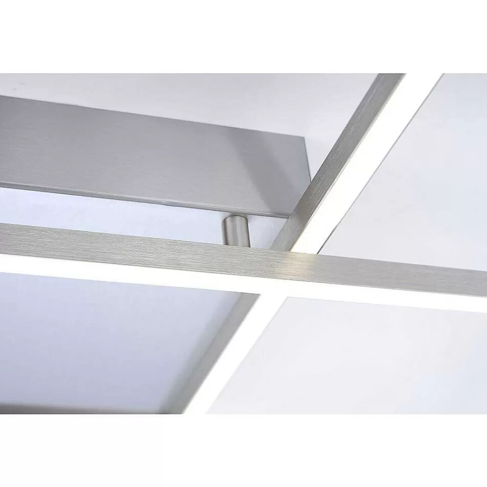 Paul Neuhaus Q-Serie Plafonnier Paul Neuhaus Q-Inigo Led Acier Inoxydable, 2 Lumieres, Telecommandes