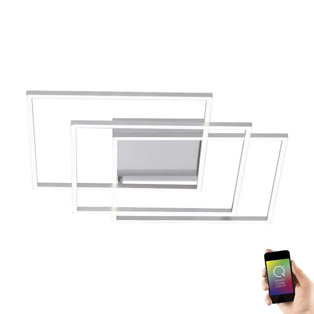 Paul Neuhaus Q-Serie Plafonnier Paul Neuhaus Q-Inigo Led Nickel Mat, 3 Lumieres, Telecommandes