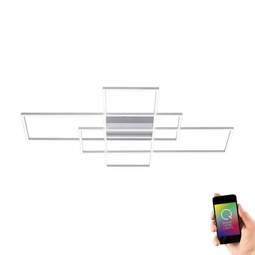 Paul Neuhaus Q-Serie Plafonnier Paul Neuhaus Q-Inigo Led Nickel Mat, 3 Lumieres, Telecommandes