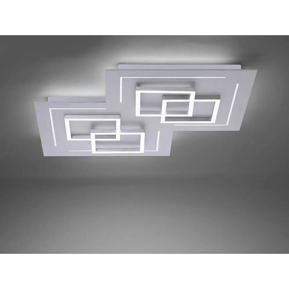 Paul Neuhaus Q-Serie Plafonnier Paul Neuhaus Q-Linea Led Nickel Mat, 8 Lumieres, Telecommandes