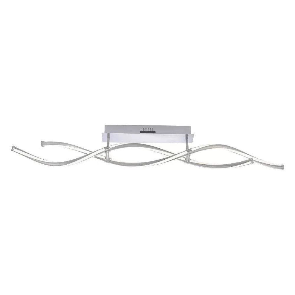 Paul Neuhaus Q-Serie Plafonnier Paul Neuhaus Q-Malina Led Acier Inoxydable, 2 Lumieres, Telecommandes
