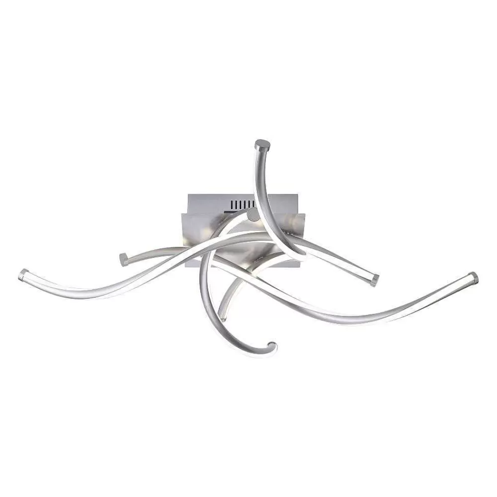 Paul Neuhaus Q-Serie Plafonnier Paul Neuhaus Q-Malina Led Nickel Mat, 4 Lumieres, Telecommandes