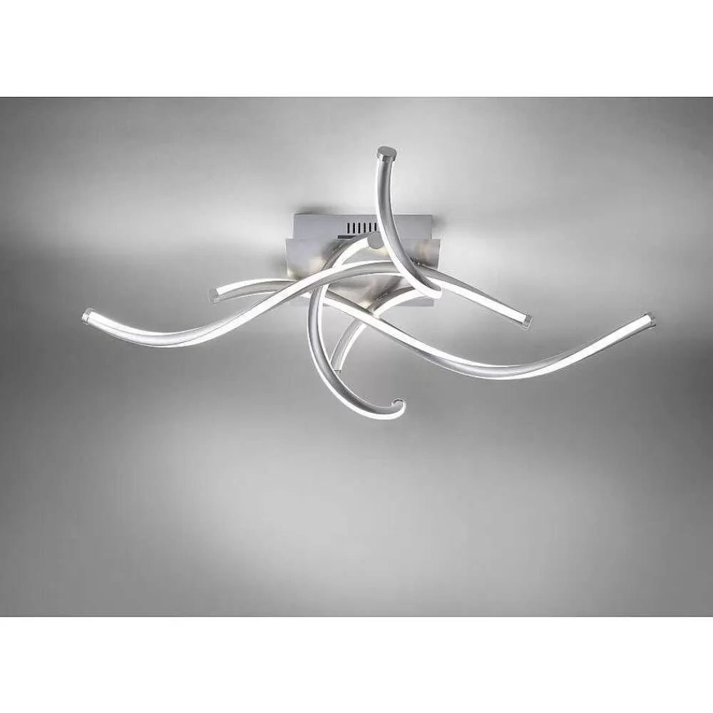 Paul Neuhaus Q-Serie Plafonnier Paul Neuhaus Q-Malina Led Nickel Mat, 4 Lumieres, Telecommandes