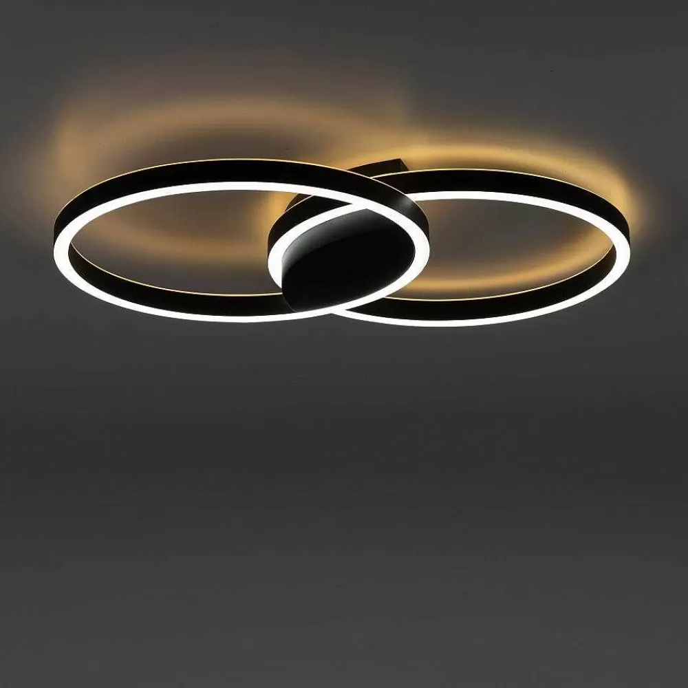 Paul Neuhaus Q-Serie Plafonnier Paul Neuhaus Q-Marko Led Noir, 1 Lumiere, Telecommandes, Changeur De Couleurs