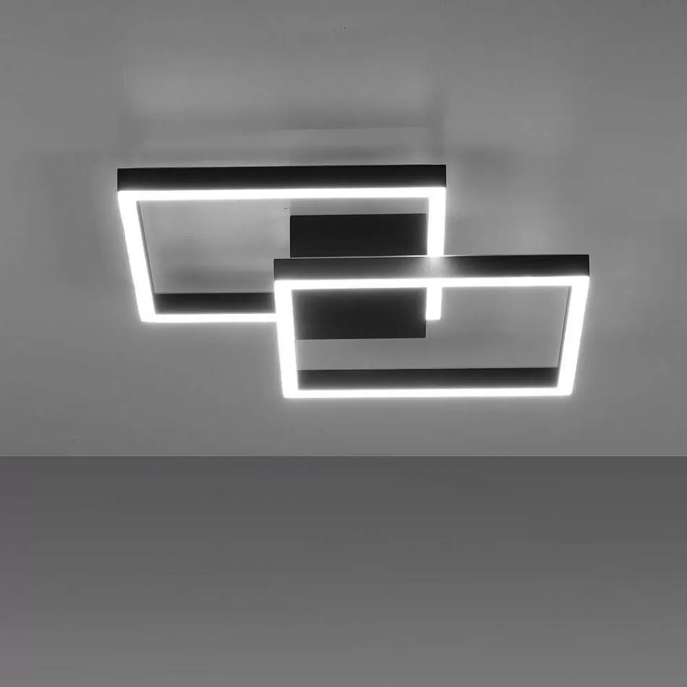 Paul Neuhaus Q-Serie Plafonnier Paul Neuhaus Q-Marko Led Noir, 1 Lumiere, Telecommandes, Changeur De Couleurs