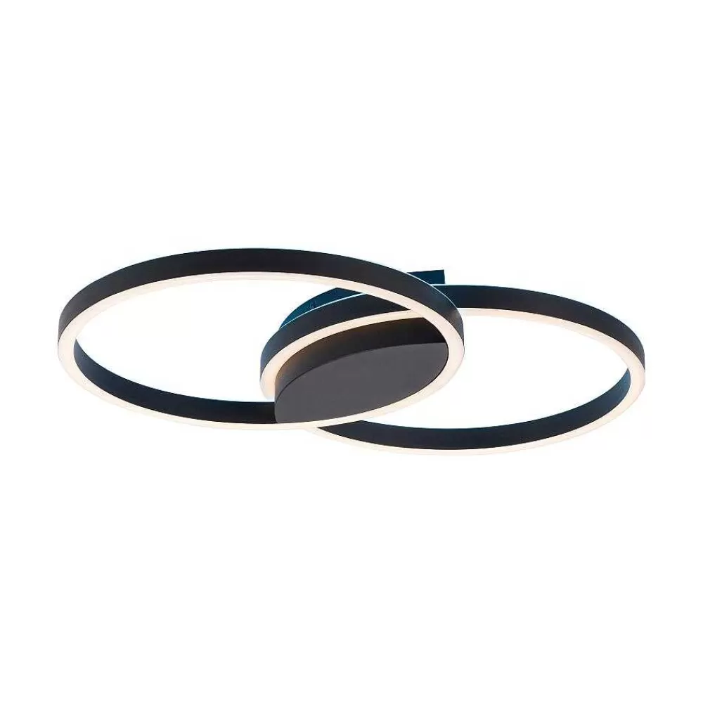 Paul Neuhaus Q-Serie Plafonnier Paul Neuhaus Q-Marko Led Noir, 1 Lumiere, Telecommandes, Changeur De Couleurs