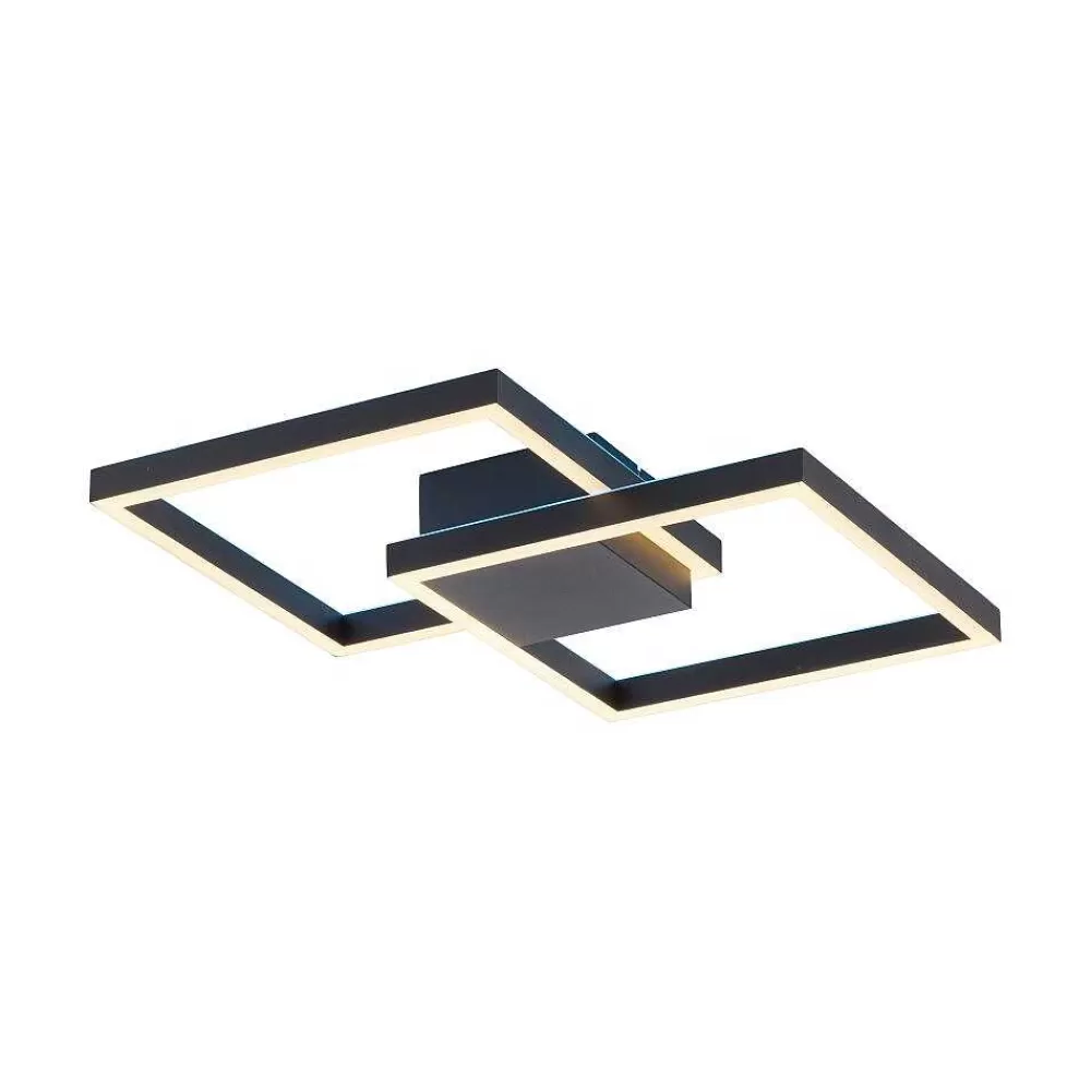 Paul Neuhaus Q-Serie Plafonnier Paul Neuhaus Q-Marko Led Noir, 1 Lumiere, Telecommandes, Changeur De Couleurs