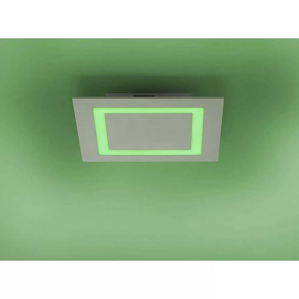 Paul Neuhaus Q-Serie Plafonnier Paul Neuhaus Q-Miran Led Aluminium, 1 Lumiere, Telecommandes, Changeur De Couleurs