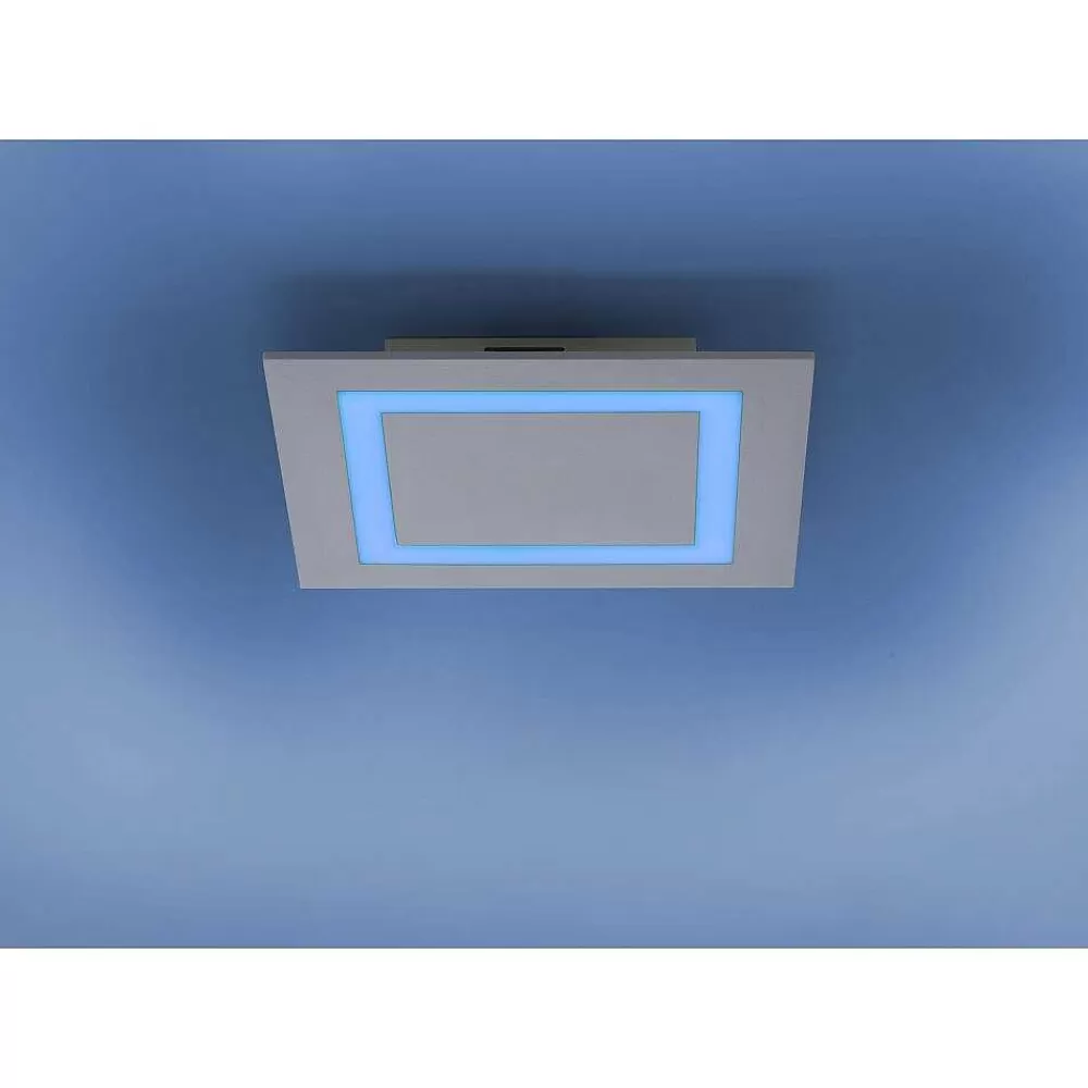 Paul Neuhaus Q-Serie Plafonnier Paul Neuhaus Q-Miran Led Aluminium, 1 Lumiere, Telecommandes, Changeur De Couleurs