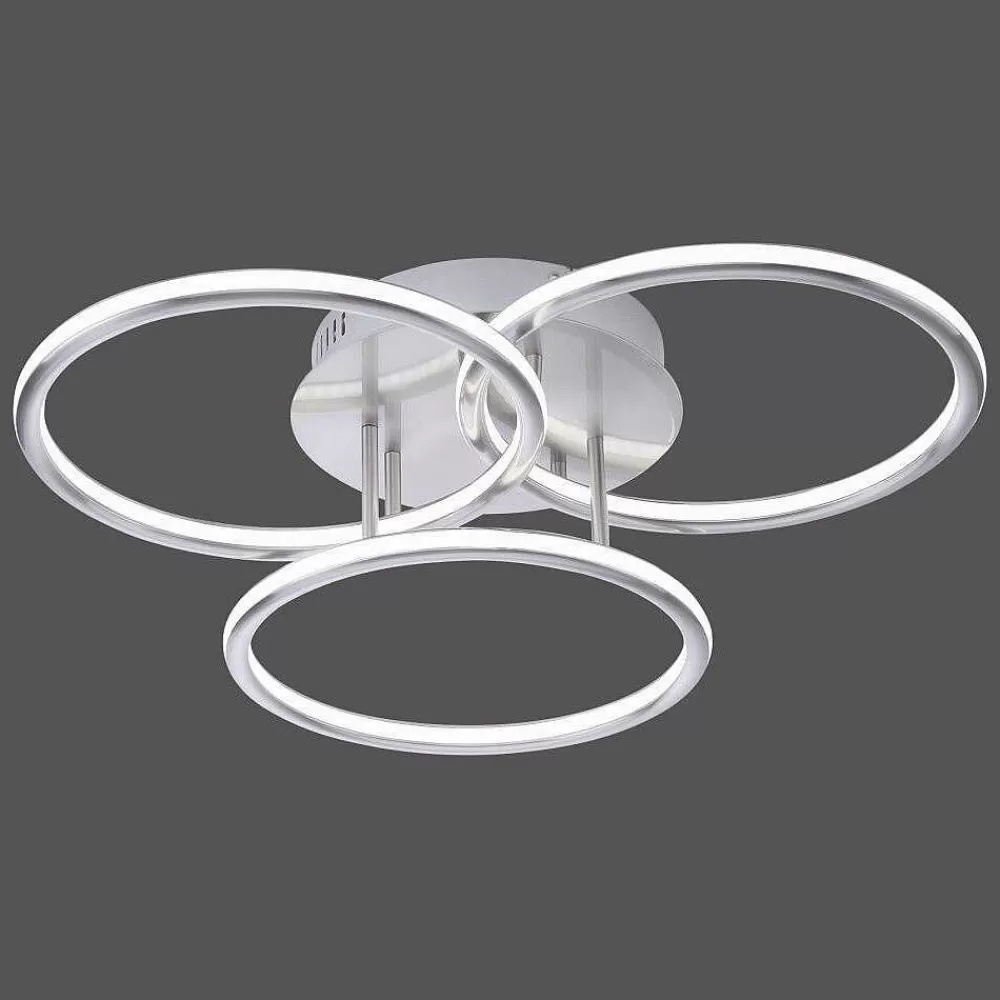Paul Neuhaus Q-Serie Plafonnier Paul Neuhaus Q-Nevio Led Nickel Mat, 3 Lumieres, Telecommandes