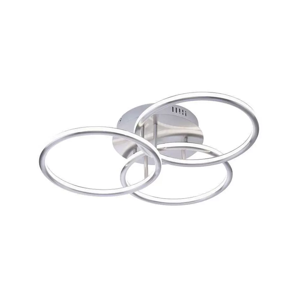 Paul Neuhaus Q-Serie Plafonnier Paul Neuhaus Q-Nevio Led Nickel Mat, 3 Lumieres, Telecommandes