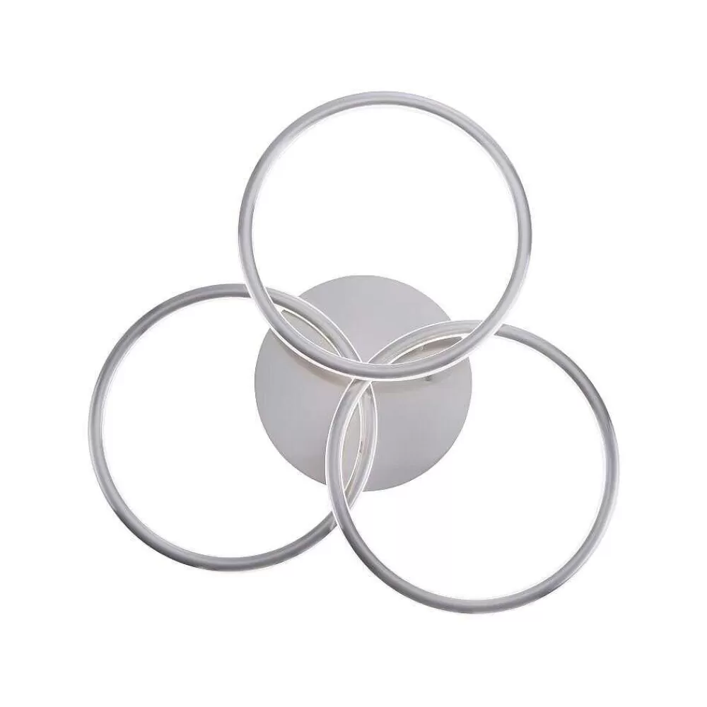Paul Neuhaus Q-Serie Plafonnier Paul Neuhaus Q-Nevio Led Nickel Mat, 3 Lumieres, Telecommandes