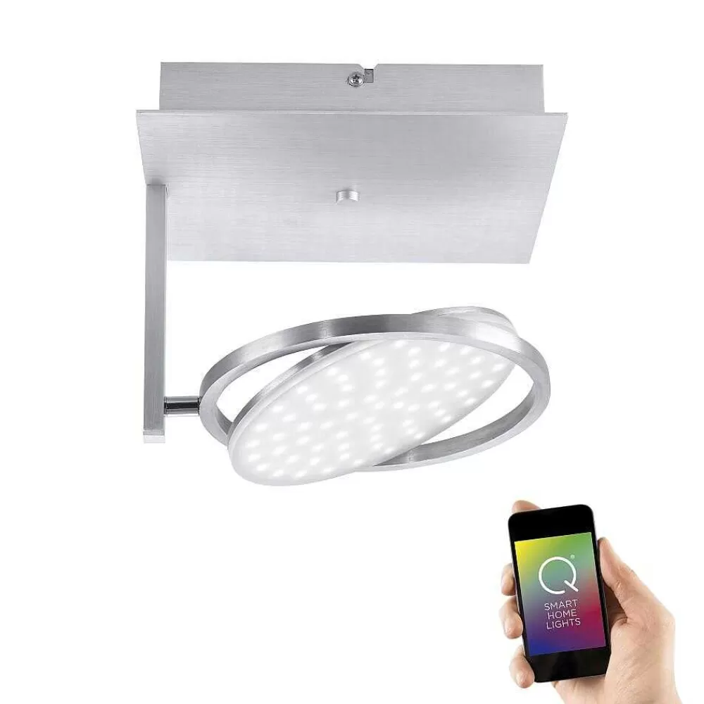 Paul Neuhaus Q-Serie Plafonnier Paul Neuhaus Q-Orbit Led Aluminium, 1 Lumiere, Telecommandes