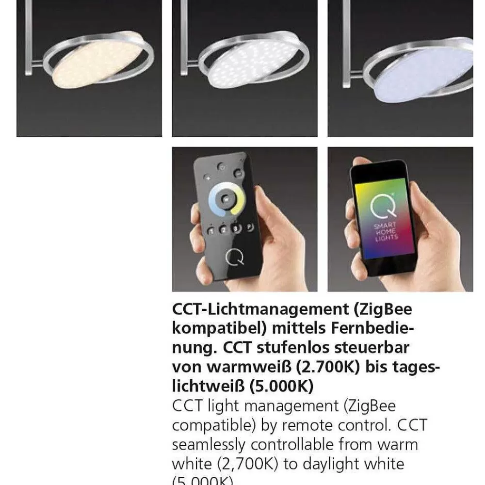 Paul Neuhaus Q-Serie Plafonnier Paul Neuhaus Q-Orbit Led Aluminium, 4 Lumieres, Telecommandes