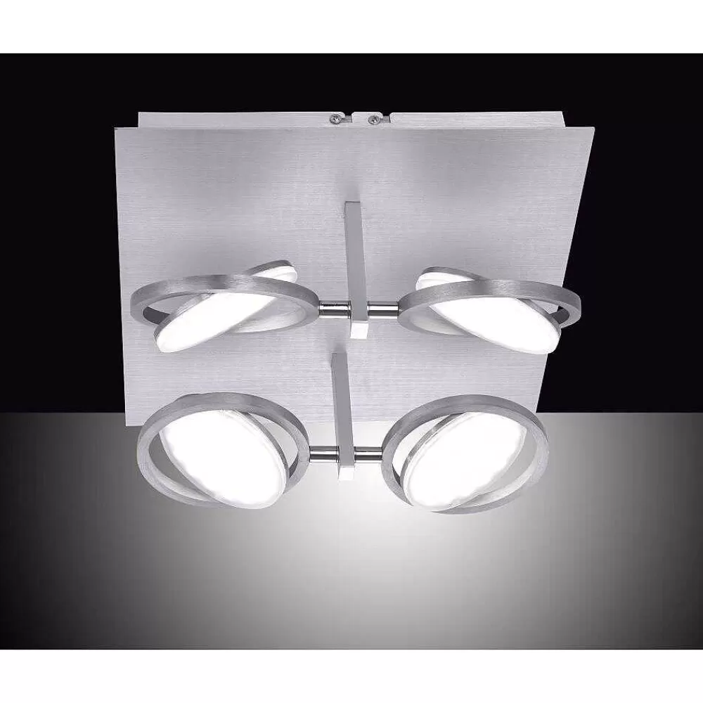 Paul Neuhaus Q-Serie Plafonnier Paul Neuhaus Q-Orbit Led Aluminium, 4 Lumieres, Telecommandes