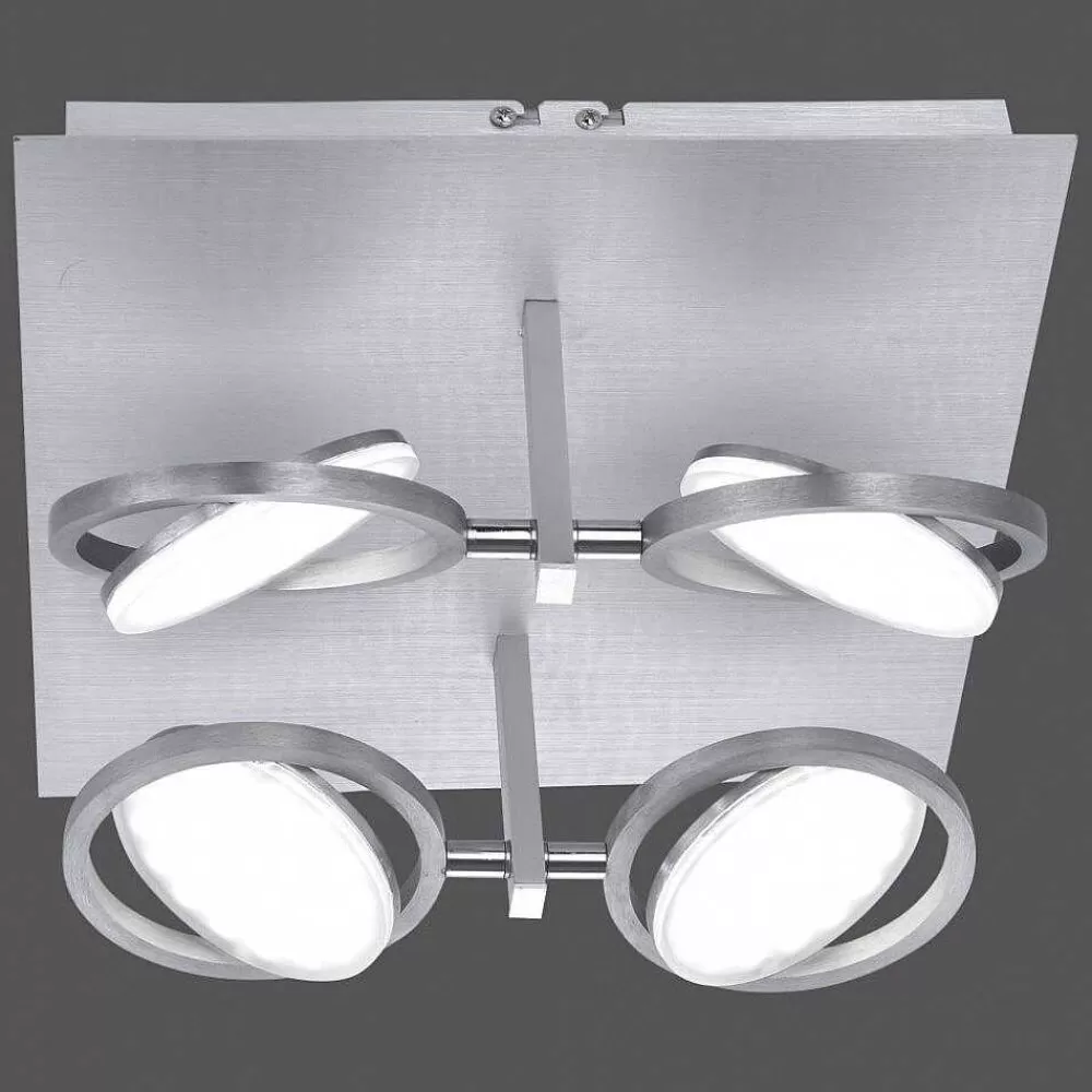 Paul Neuhaus Q-Serie Plafonnier Paul Neuhaus Q-Orbit Led Aluminium, 4 Lumieres, Telecommandes