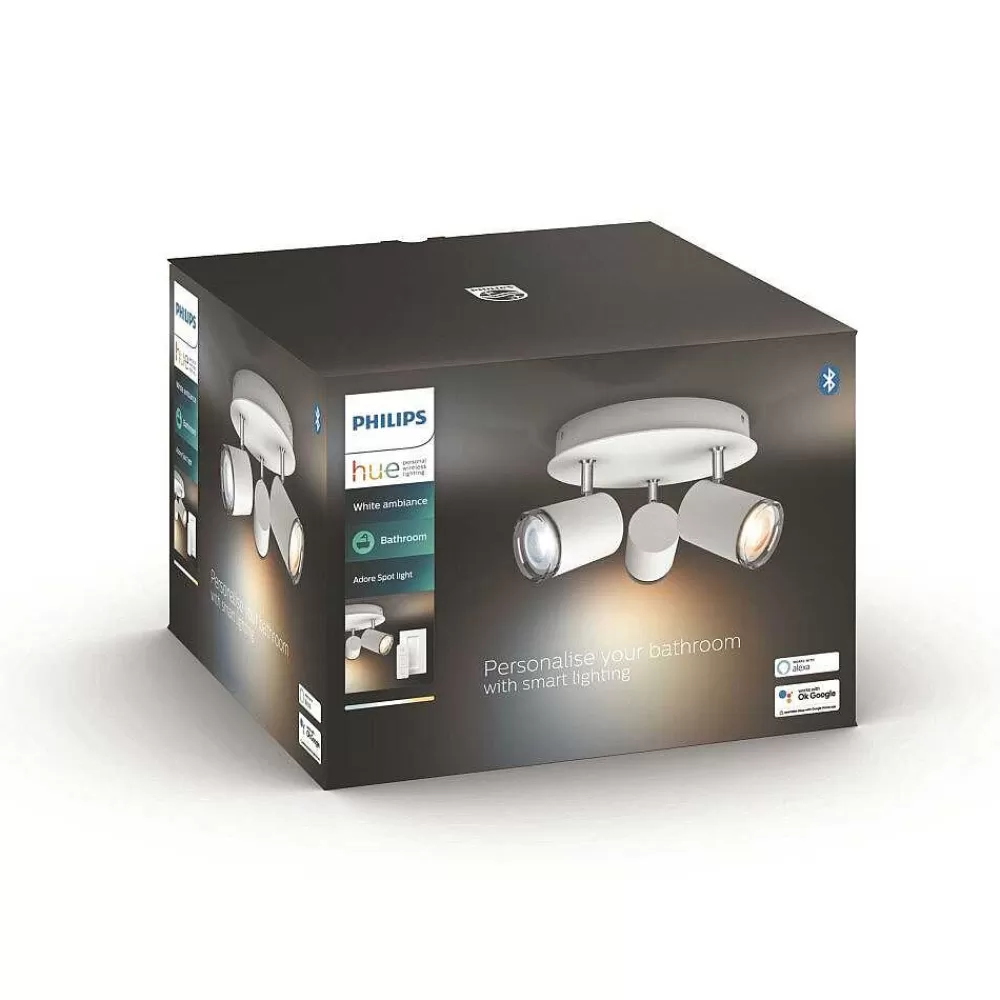 Luminaires Philips Plafonnier Philips Hue Adore Led Blanc, 3 Lumieres, Telecommandes