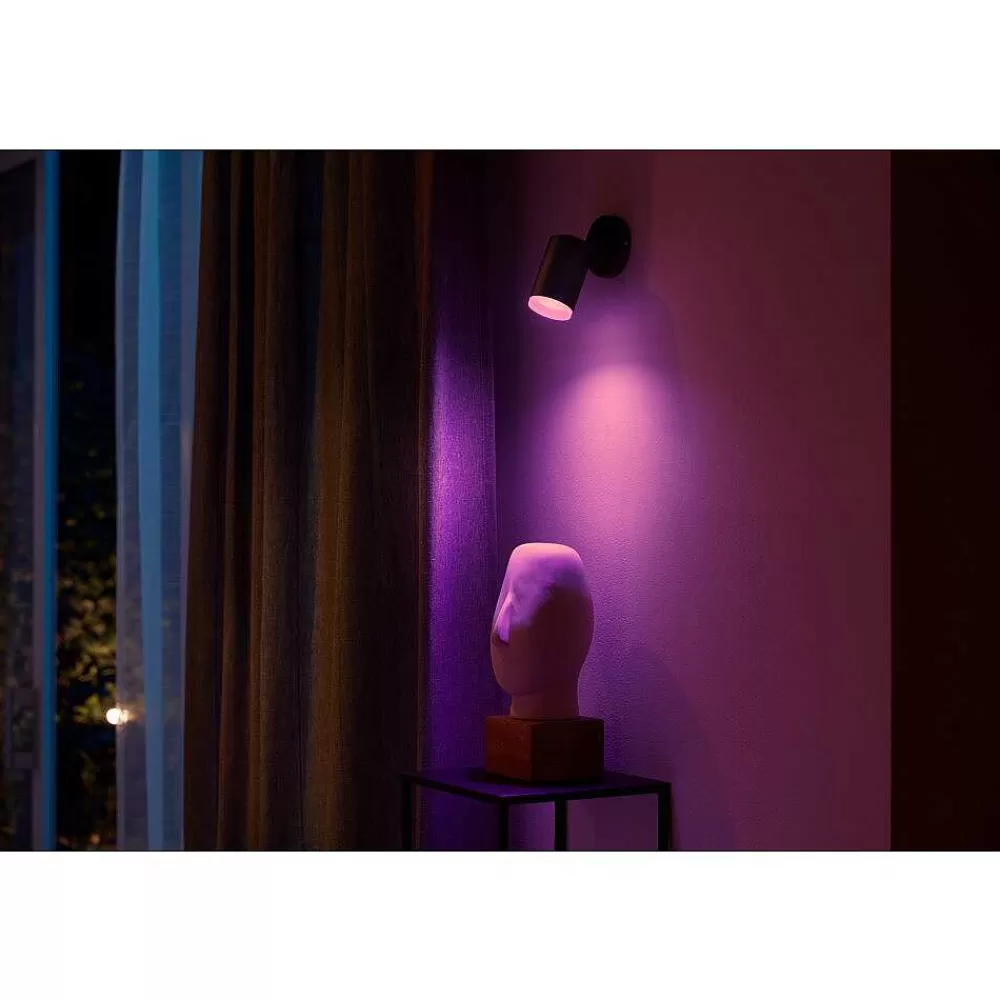 Luminaires Philips Plafonnier Philips Hue Fugato Led Noir, 1 Lumiere, Changeur De Couleurs