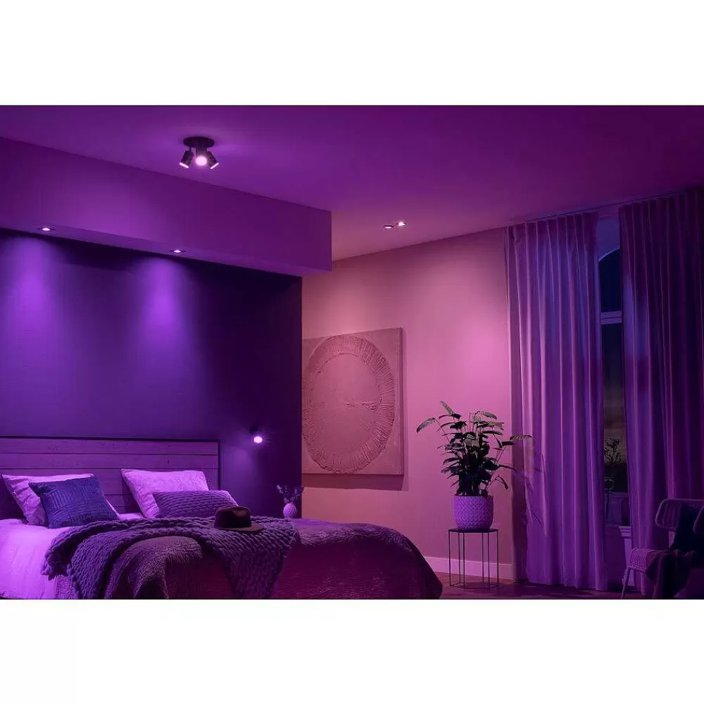 Luminaires Philips Plafonnier Philips Hue Fugato Led Noir, 1 Lumiere, Changeur De Couleurs