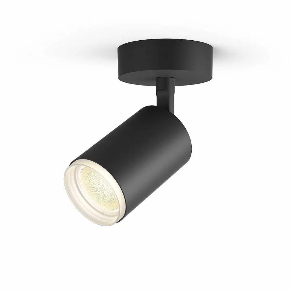 Luminaires Philips Plafonnier Philips Hue Fugato Led Noir, 1 Lumiere, Changeur De Couleurs