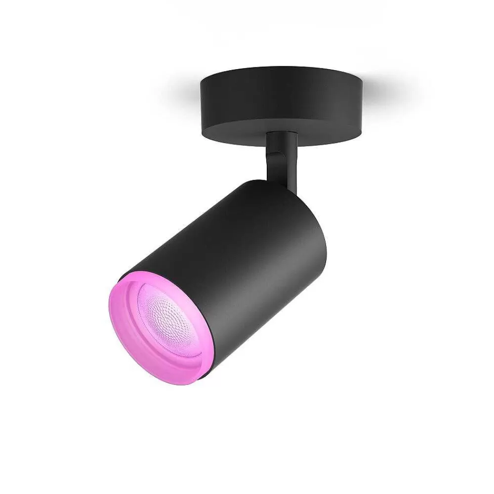 Luminaires Philips Plafonnier Philips Hue Fugato Led Noir, 1 Lumiere, Changeur De Couleurs