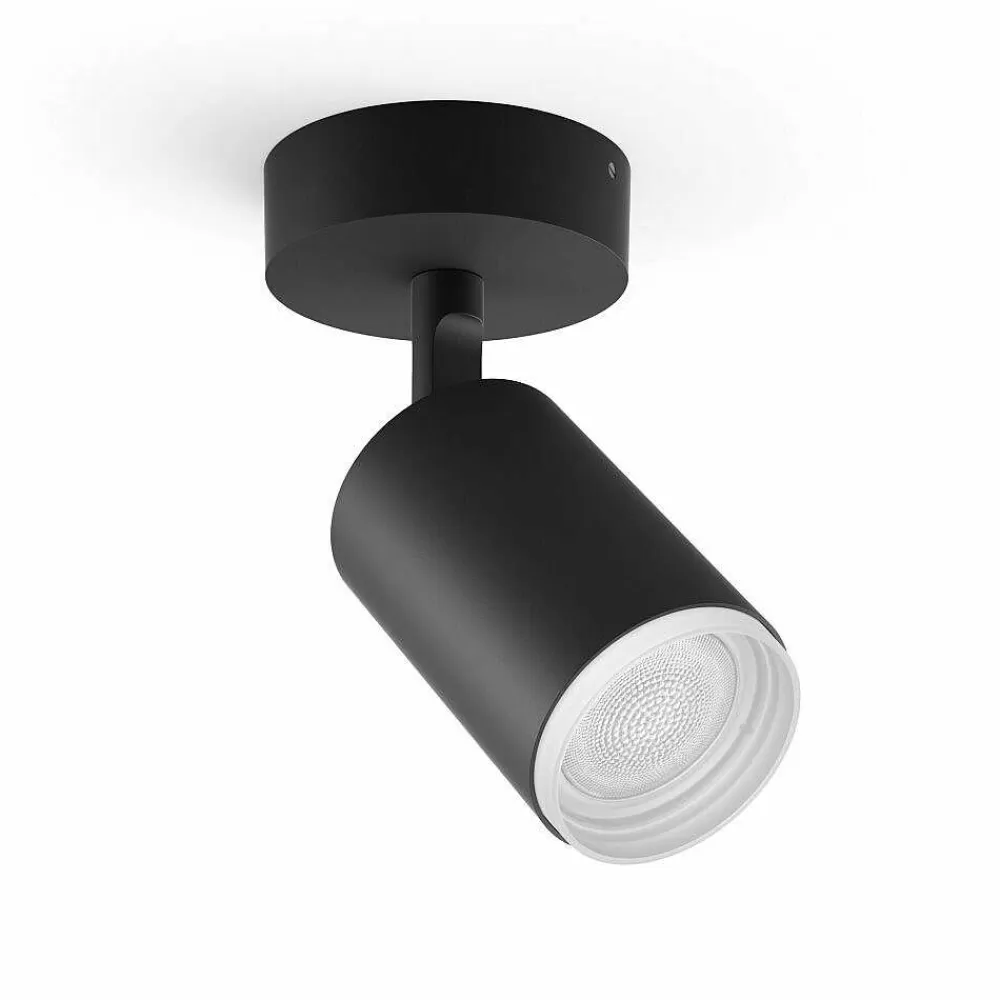 Luminaires Philips Plafonnier Philips Hue Fugato Led Noir, 1 Lumiere, Changeur De Couleurs