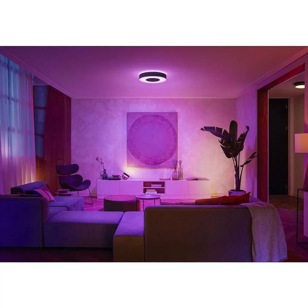 Luminaires Philips Plafonnier Philips Hue Infuse Led Noir, 1 Lumiere, Changeur De Couleurs