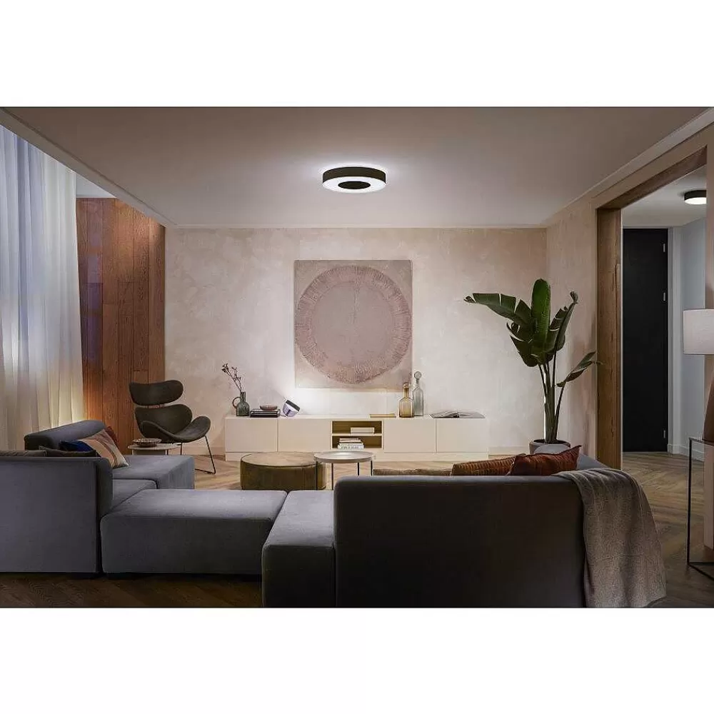 Luminaires Philips Plafonnier Philips Hue Infuse Led Noir, 1 Lumiere, Changeur De Couleurs