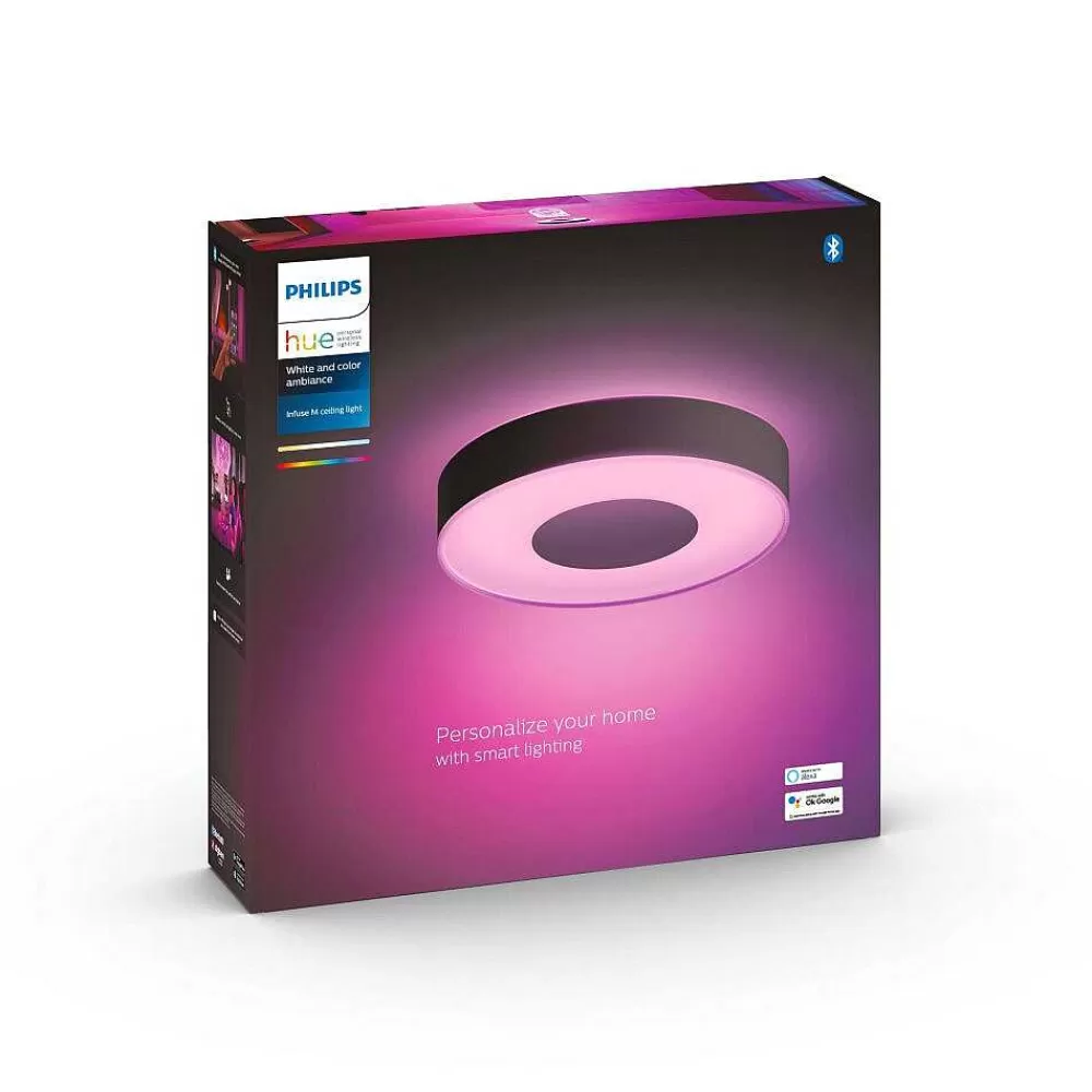 Luminaires Philips Plafonnier Philips Hue Infuse Led Noir, 1 Lumiere, Changeur De Couleurs
