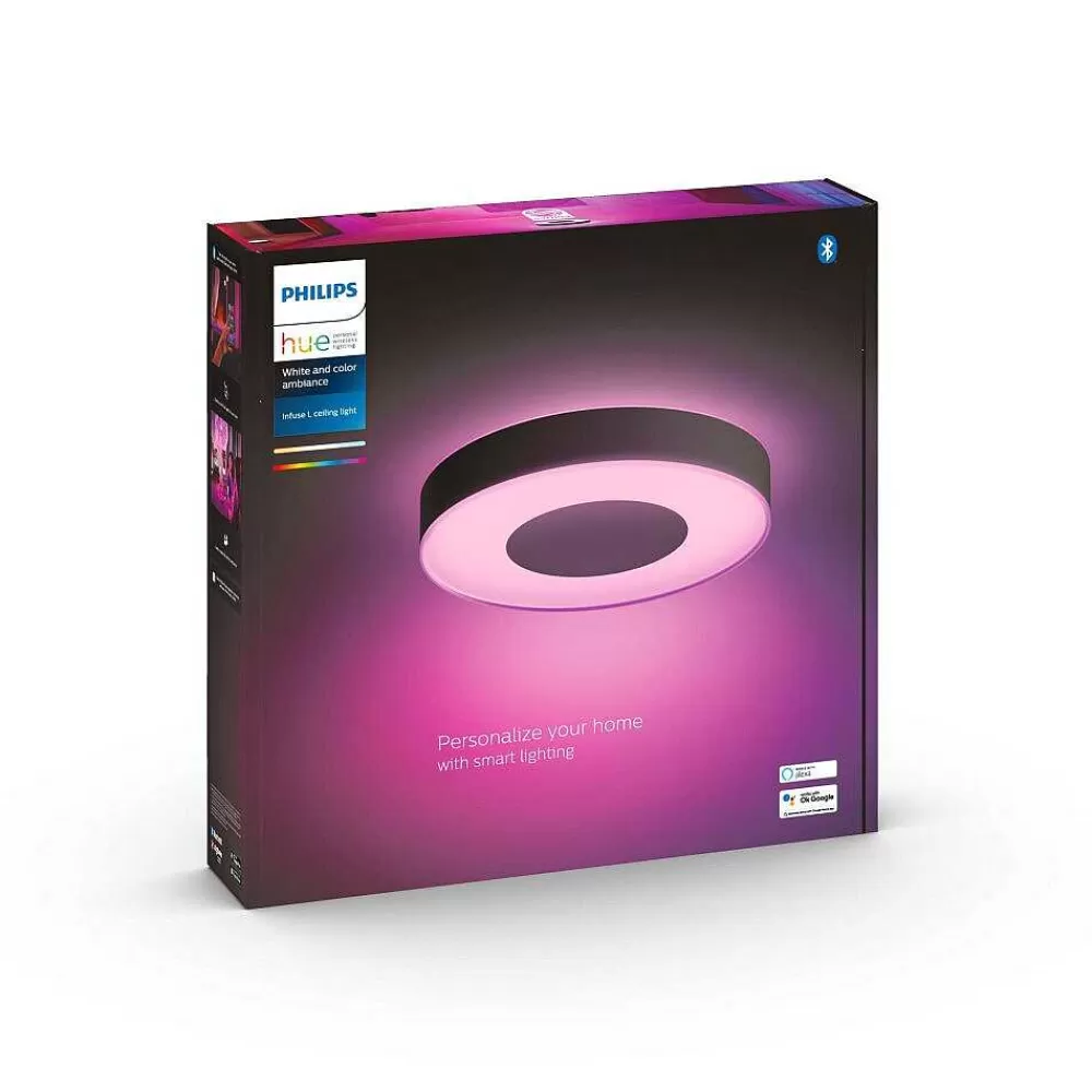 Luminaires Philips Plafonnier Philips Hue Infuse Led Noir, 1 Lumiere, Changeur De Couleurs