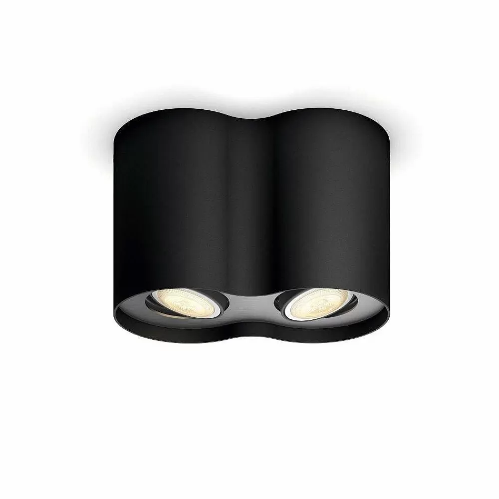 Luminaires Philips Plafonnier Philips Hue Pillar Led Noir, 2 Lumieres, Telecommandes