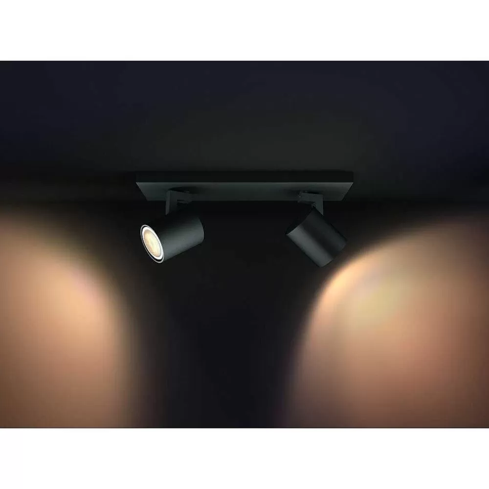 Luminaires Philips Plafonnier Philips Hue Runner Led Noir, 2 Lumieres, Telecommandes