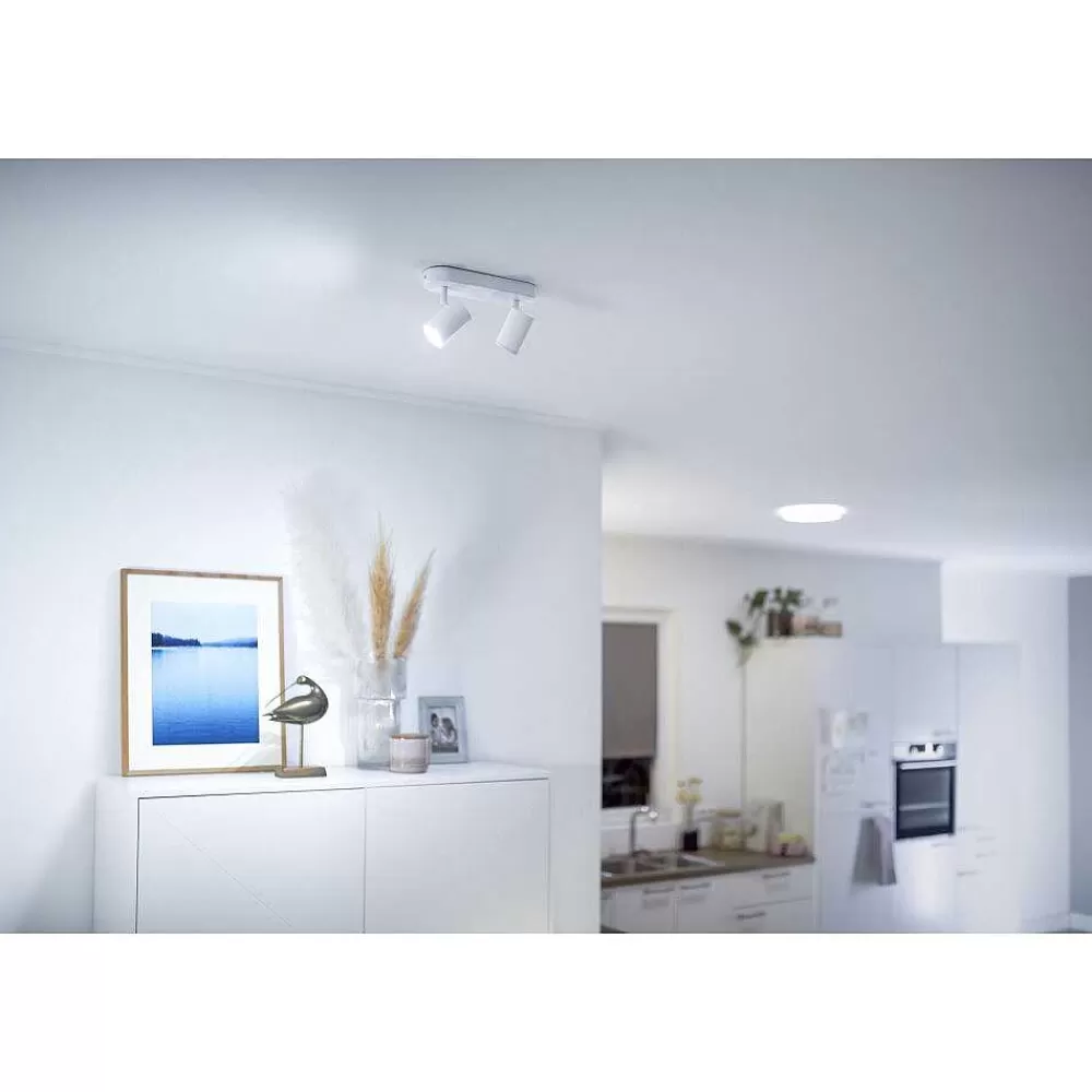 Luminaires Philips Plafonnier Philips Wiz Imageo Led Blanc, 2 Lumieres, Changeur De Couleurs