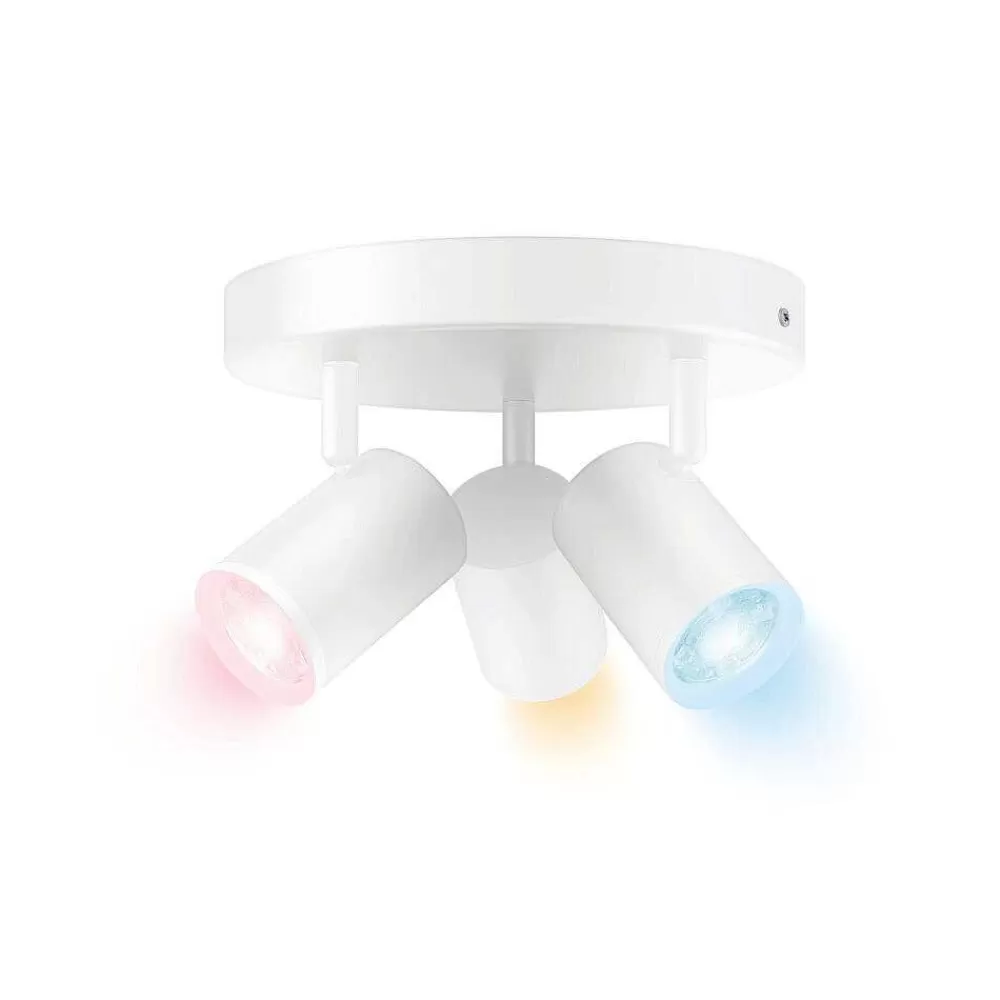 Luminaires Philips Plafonnier Philips Wiz Imageo Led Blanc, 3 Lumieres, Changeur De Couleurs