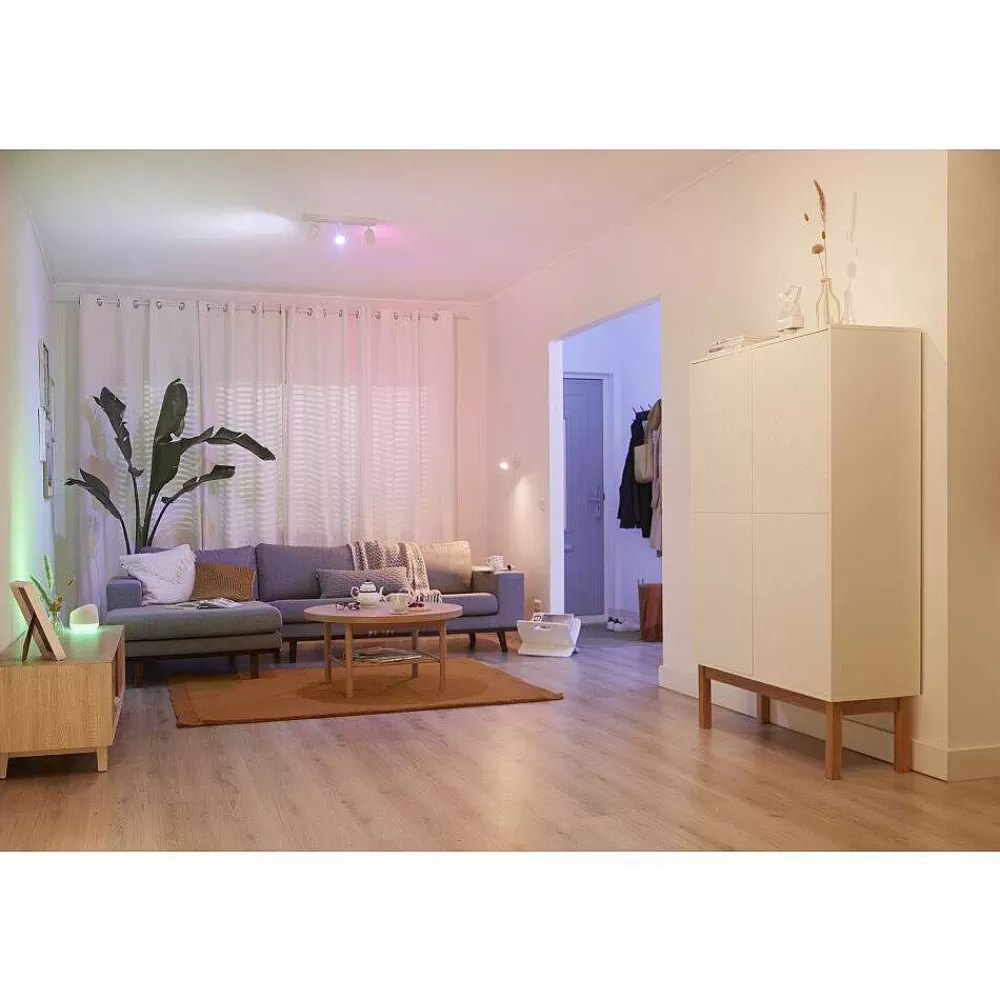 Luminaires Philips Plafonnier Philips Wiz Imageo Led Blanc, 3 Lumieres, Changeur De Couleurs
