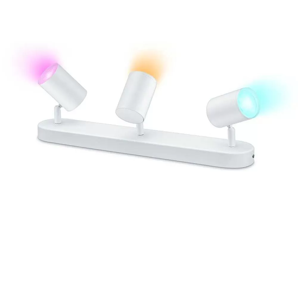 Luminaires Philips Plafonnier Philips Wiz Imageo Led Blanc, 3 Lumieres, Changeur De Couleurs